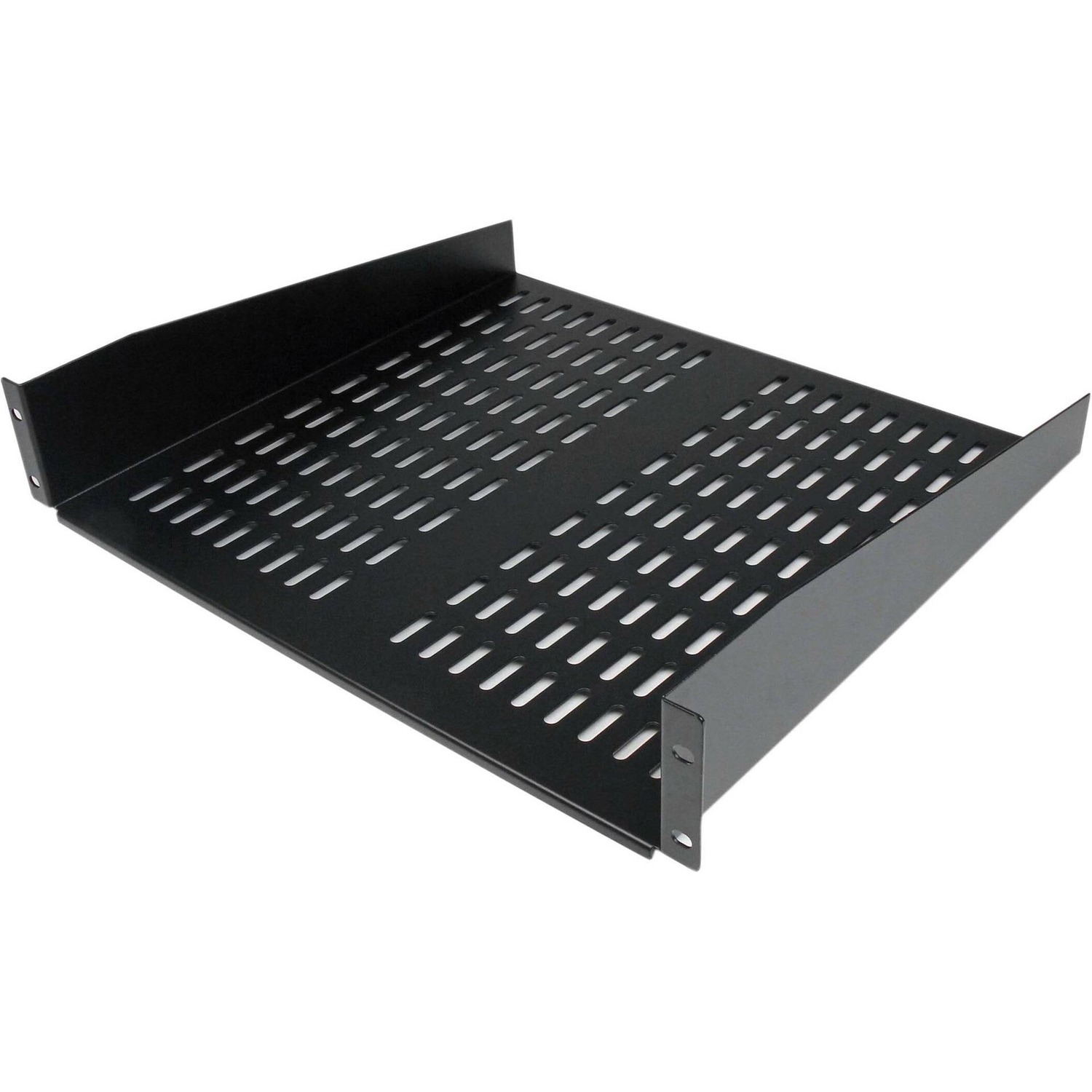 2U 19in vented server rack cabinet shelf/rackmount cantilever tray 16in deep - Universal fit in existing EIA/ECA-310 data/network racks - w/mounting hardware - Heavy-duty - Easy to install - Durable SPCC commercial cold-rolled steel 50lb weight cap.