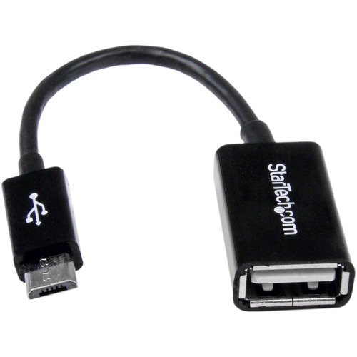 StarTech 5in Micro USB to USB OTG Host Adapter M/F (UUSBOTG) Connect your USB On-the-Go capable tablet computer or Smartphone to USB 2.0 devices (thumb drives, USB mouse or keyboard, etc.) - micro usb otg adapter - micro usb host otg cable - micro usb otg cable - usb otg adapter - micro usb male to usb female cable
