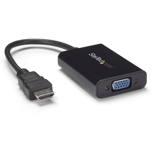 Connect an HDMI equipped Laptop Ultrabook or Desktop Computer to your VGA Display or Projector with discrete audio output - Compatible with HDMI equipped devices such as Apple TV and VGA projectors such as Infocus IN112/114 - Digital to analog converter supports resolutions up to 1920x1200 / 1080p - HDMI to VGA Adapter - HDMI to VGA Converter with audio / HDMI to Monitor or Projector / Apple TV to VGA Adapter - Use Air Play to output your iPad or iPhone to a Projector with Apple TV