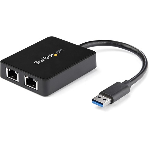Add two Gigabit Ethernet ports and a USB 3.0 pass-through port to your laptop through a single USB 3.0 port - USB 3.0 Gigabit LAN Adapter with USB Port - USB 3.0 to 2 Port Gigabit Network Adapter - USB 3 NIC - 10/100/1000
