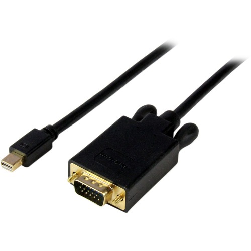 Connect a Mini DisplayPort-equipped PC or Mac to a VGA monitor/projector, with a 10ft black cable - Mini DisplayPort to VGA Converter - Mini DisplayPort to VGA Cable - mDP to VGA - mini DP to VGA adapter - Mini DisplayPort to VGA active adapter