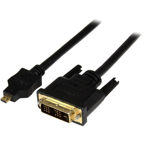 6.6ft/2m Micro HDMI to DVI-D (24-pin) cable (M/M); Full HD 1920x1200p 60Hz/1080p/Single link - Micro HDMI to DVI cable w/ durable PVC jacket/flexible strain relief/30AWG wire - Video converter connects Micro HDMI Type-D device to DVI display/monitor
