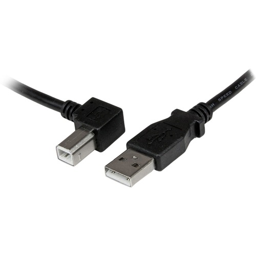 Connect hard-to-reach USB 2.0 peripherals, for installation in narrow spaces - USB Printer Cable - 2m USB A to B Cable - Angled USB Cable - Left Angle USB Cable - Cord - 1x USB 'A' (M), 1x USB 'B' (M) - Black, 2 meter