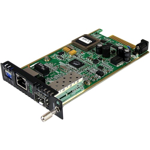 Convert a Gigabit Ethernet connection over fiber using the Gigabit SFP of your choice - card module for media converter chassis - Gigabit Ethernet Fiber Optic Media Converter Card Module w/ Open SFP Slot - Fiber to Ethernet Converter
