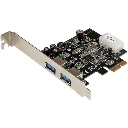 Add 2 SuperSpeed USB 3.0 ports to your PCI Express-enabled PC - 2 Port PCI Express (PCIe) SuperSpeed USB 3.0 Card Adapter with UASP - LP4 Power - Dual Port USB 3.0 PCIe Controller - Dual Profile PCI Express 5Gbps USB 3 Adapter