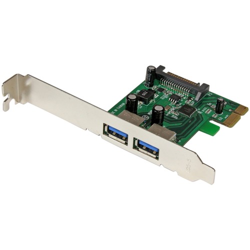 Add 2 SuperSpeed USB 3.0 ports with SATA power to your PCI Express-enabled PC - 2 Port PCI Express (PCIe) USB 3.0 Card Adapter with UASP - SATA Power - Dual Port USB 3 PCIe Controller - PCI Express USB 3.0 Add-on Card - 5Gbps USB 3 Adapter Card