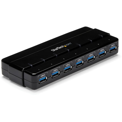 Add 7 external, SuperSpeed USB 3.0 ports to a computer from a single USB connection - 7 Port USB 3.0 Hub with Power Adapter - Black USB Hub - 5 Gbps USB 3 Hub - Seven Port USB 3.0 Hub - USB 3.0 Desktop Hub - 7 Port USB 3.0 Hub - Hub USB 3.0