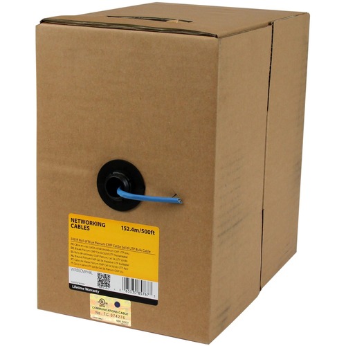 Make reliable horizontal Ethernet connections in applications requiring plenum rated Cat5e Cable - 500ft Cat5e Ethernet Bulk Cable - 500ft Roll Blue Plenum Cat5e Bulk Cable - 500 ft Blue Cat5e Wiring - Plenum Rated Cat5e Cable - CMP / FT6 - 24 AWG