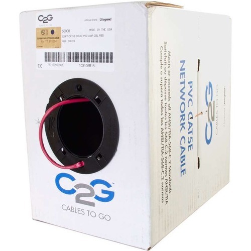 500 ft Category 5e Network Cable for Network Device - First End: Bare Wire - Second End: Bare Wire - 24 AWG - Red