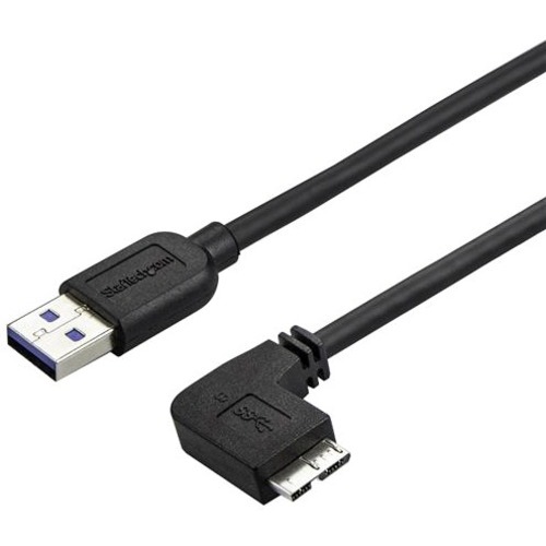 Position your USB 3.0 Micro devices with less clutter and according to your configuration needs, with a thin, more flexible cable - 6 ft USB 3.0 A to Micro B Cable - M/M - 2m Slim Micro USB 3.0 Cable - Right-Angle Micro USB - USB 3.1 Gen 1 (5 Gbps)