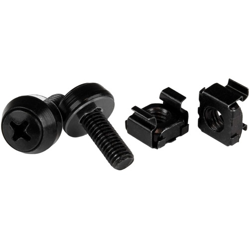 These high-quality M6 x 12mm screws and cage nuts make it easy to mount equipment in your server rack or cabinet - M6 Rack Screws - M6 Cage Nuts - M6 Screws - M6 Mounting Screws - M6 Screws and Cage Nuts - 50 Pack - All-black steel construction