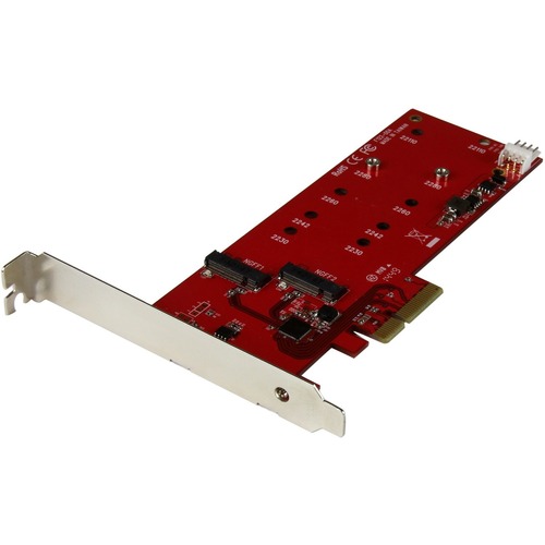 Add two Next Generation Form Factor (NGFF) M.2 SATA SSDs to a computer through PCIe - 2x M.2 SATA SSD Controller Card - PCI Express M.2 SATA III Controller - NGFF Card Adapter - Two Slot SATA 6Gbps M.2 Host Controller - Wide M.2 Drive Compatibility