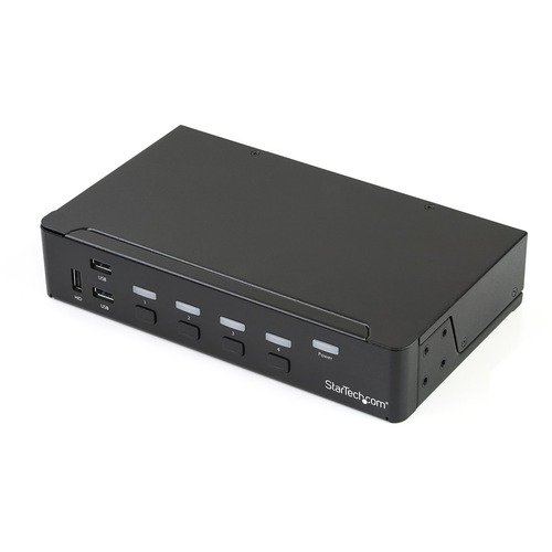 Control four DP computers using a single console with a built-in USB 3.0 hub for sharing additional peripheral devices - 3.5mm audio support - USB KVM Switch - DisplayPort KVM - Built-in USB 3.0 hub for Peripheral devices - 4-Port KVM Switch - 4K KVM