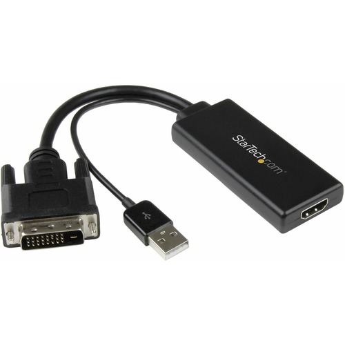 Connect an HDMI display or projector to your DVI-D computer, with audio and power provided over USB - DVI to HDMI - DVI-D to HDMI adapter with audio - DVI with Audio to HDMI - DVI Digital to HDMI converter - Compact DVI to HDMI adapter - USB powered
