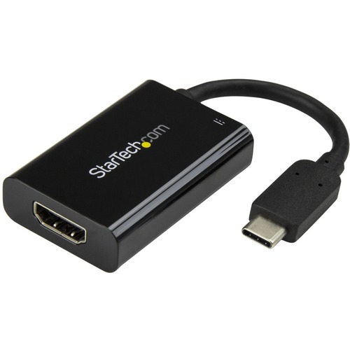 Black USB Type C (DP 1.2 Alt Mode) to HDMI 2.0 video display adapter converter 4K 60Hz UHD; HDCP 2.2/1.4 - 60W Power Delivery pass-through charging - Thunderbolt 3 Compatible - Tested w/ HDMI monitors, projectors &amp; HDTVs - Driverless OS independent