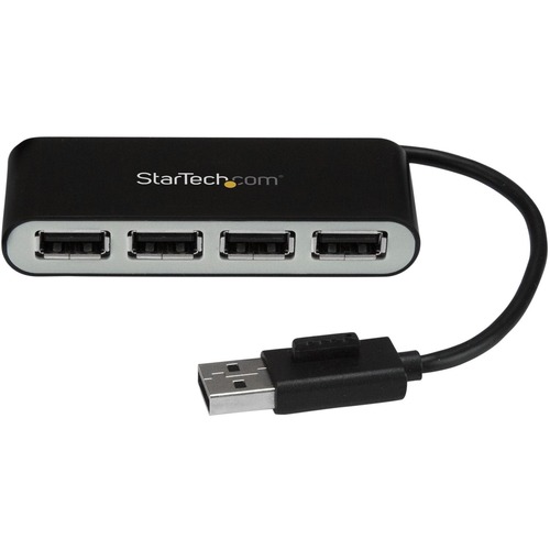 Add four USB 2.0 ports to your computer using this cost-effective compact USB hub - 4 Port USB Hub with Built-in Cable - 4 Port Portable USB 2.0 Hub - Bus-Powered Compact Mini USB Hub - Easily add four USB ports to your laptop or desktop - Universal