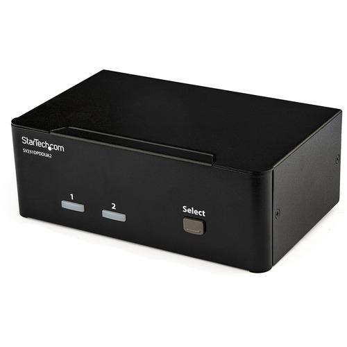 Access two dual-monitor computers and two shared USB peripherals from a single workstation - 2 port DisplayPort KVM - 2 port dual monitor KVM switch - Display port KVM - Displayport 1.2 KVM - Dual monitor DisplayPort KVM - 2 monitor KVM switch - 4K60