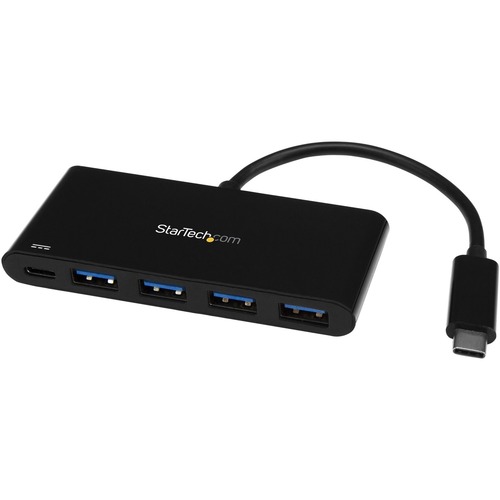 USB 3.0 hub - USB Type-C host to 4x USB-A - 4-Port USB C Hub with Power Delivery 2.0 (up to 60W) pass-through when used w/ USB-C laptop power adapter (7.4W reserved for usb hub) - SuperSpeed 5Gbps (USB 3.1/3.2 Gen 1) - OS independent - 2 yr warranty