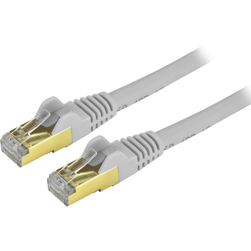 StarTech 2ft CAT6a Ethernet Cable - 10 Gigabit Category 6a Shielded Snagless 100W PoE Patch Cord - 10GbE Gray UL Certified Wiring/TIA (C6ASPAT2GR) CAT6a Ethernet Cable delivers 10 Gigabit connection free of noise & EMI/RFI interference - Tested to comply w/ ANSI/TIA-568-D Category 6 requirements - 26 AWG stranded 100% copper UL Rated wire (E132276-A) - 100W PoE - Snagless Shielded Patch Cord