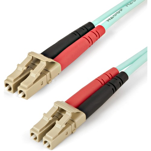 Connect 40GBase-SR4, 100GBase-SR10, SFP+ and QSFP+ transceivers in 40 and 100 Gigabit networks - Aqua OM4 Duplex Multimode Fiber - OM4 Fiber - 2m LC to LC Fiber Patch Cable - MM Fiber Optic Cable - Multimode Duplex Fiber Optic Cable - LC Fiber Cable