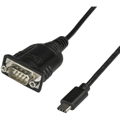 Portable USB Type-C to male serial RS232 DB9 adapter with 16in cable length - 921.6 Kbps baud - 512 byte FIFO - Data bits of 5/6/7/8 w/stop bits 1/1.5/2 - Industrial/commercial - Auto install - Supports Win 7, 8, 10/macOS 10.11 &amp; up/Linux 2.6 &amp; up