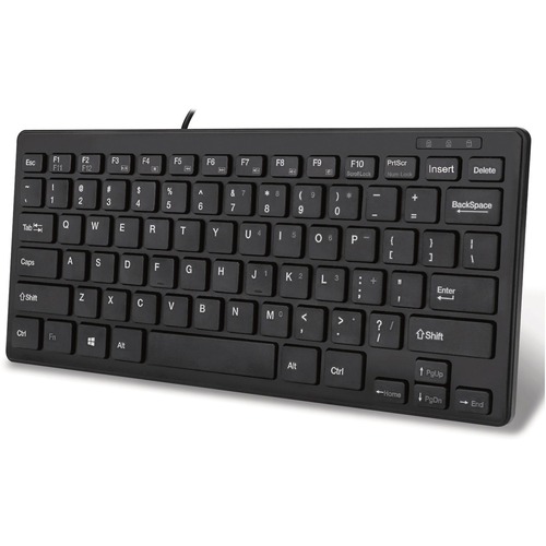 Cable Connectivity - USB Interface - 78 Key - English (US) - QWERTY Layout - Desktop Computer, Notebook - Windows - Membrane Keyswitch - Black