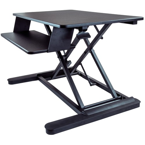 Sit-stand desk converter w/large 35.4x20.9in area - Height adjustable standing desk (6.3-22in from desk) - Assembled - Ergonomic stand up workstation w/ adjustable keyboard tray (tools incl) - Works w/ARMDUAL/ARMPIVOT/ARMSLIM - Cable management loops