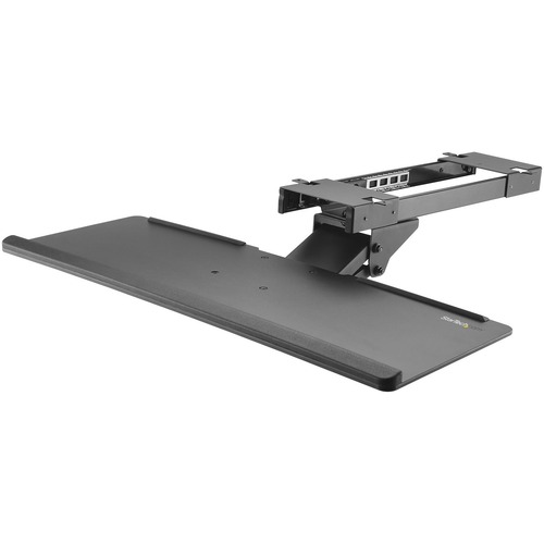 Work in greater comfort with this easily adjustable ergonomic keyboard tray - Under Desk Keyboard Tray w/ 6.7" height adjustment range, +/-15&amp;deg; tilt and +/-20&amp;deg; swivel - Keyboard Drawer - Computer Keyboard Stand - Keyboard Shelf 26in W - Keyboard Shelf