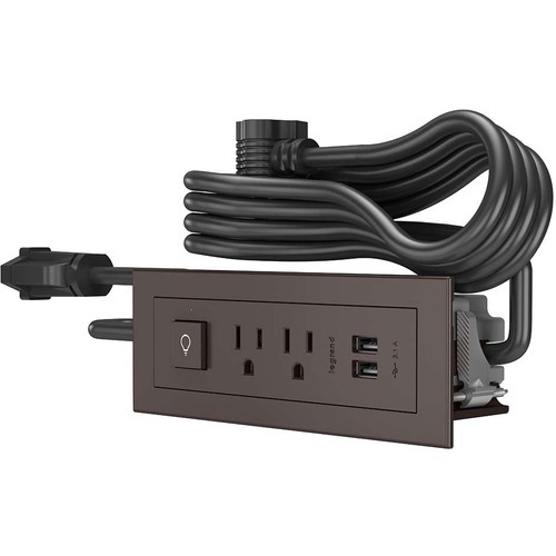 2 x AC Power, 2 x USB - 3.10 A Current - Surface-mountable - Brown