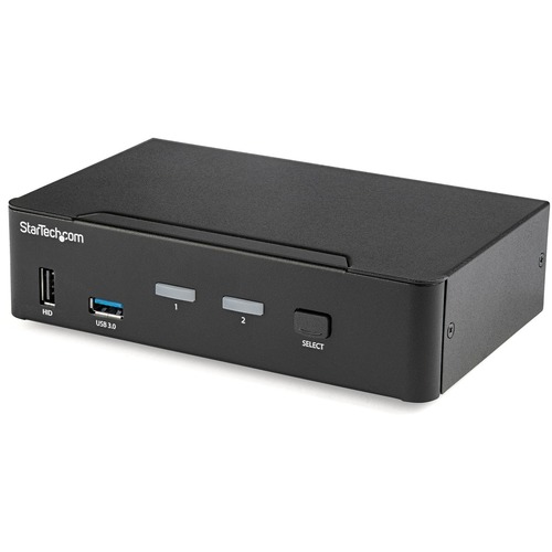 2 Port DisplayPort KVM Switch w/ USB Hub &amp; hotkey/push button switching - 3840 x 2160 60Hz - 4K UHD - HDCP 2.2 - DP 1.2 - USB 3.0 - 4x USB HID - MST Passthrough - 3.5mm Audio - Steel housing - OS Independent works w/HP Dell Lenovo - 2 year warr - TAA