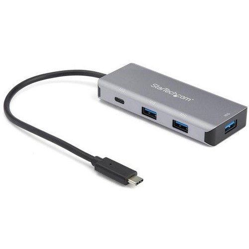 Portable 4 port USB-C hub - USB Type-C host laptop to 1x USB-C &amp; 3x USB-A - USB 3.2/3.1 Gen 2 SuperSpeed 10Gbps - USB Bus Powered adapter hub - 9.8in host cable - Aluminum - OS independent - Works with Thunderbolt 3 host - USB 3.0/2.0 device support