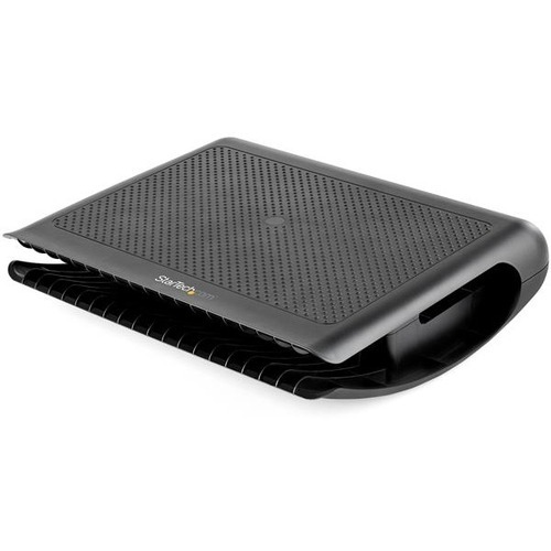 Ergonomic foot rest for comfort/support/circulation - Under desk rocking footrest helps user stretch - Cable management &amp; storage for single-row power bar - Rubber non-slip surface - Anti-slip pads prevent movement/protect floor - Easy to wipe clean