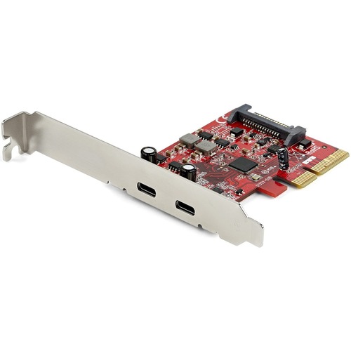 USB C PCI Express card w/ Multiple INs maintains max speed w/mixed speed devices - 2-Port USB-C 10Gbps Expansion Host Controller Card - USB Type-C Add-On Card Adapter w/UASP - 15W per port (5V/3A) - Full/low-profile PCIe 3.0 x4 - Windows/Linux/macOS