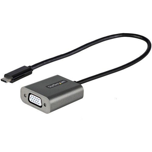 StarTech USB C to VGA Adapter, 1080p USB Type-C to VGA Adapter Dongle, USB-C to VGA Monitor/Display Video Converter, 12" Long Cable (CDP2VGAEC) USB-C to VGA adapter dongle supports 1920x1200p/1080p/HBR2 - 12in long cable - Tested with a range of VGA monitors/displays/projectors - USBC to VGA Video converter is Thunderbolt 3 compatible - OS independent - Upgraded version of CDP2VGA