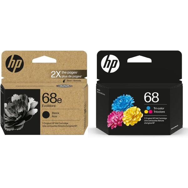 HP 68e EvoMore High Yield Black / 68 Tri-Color Ink Cartridges 2-Pack Bundle C84QXTN HP 68 CMY/HP68e Blk Ink Crtg Bundle (7FP22TN, 7FP20TN)