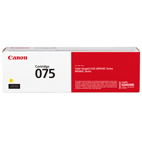 Canon 075 Yellow Toner Cartridge For use with MF660 Series and LBP640 Series laser printers.