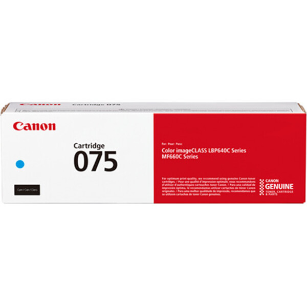Canon 075 Cyan Toner Cartridge For use with MF660 Series and LBP640 Series laser printers.