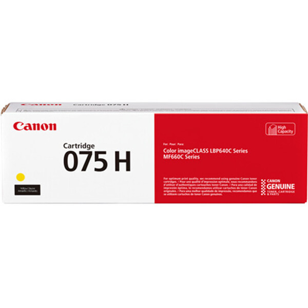Canon 075 Yellow High Capacity Toner Cartridge (6366C001) For use with MF660 Series and LBP640 Series laser printers.