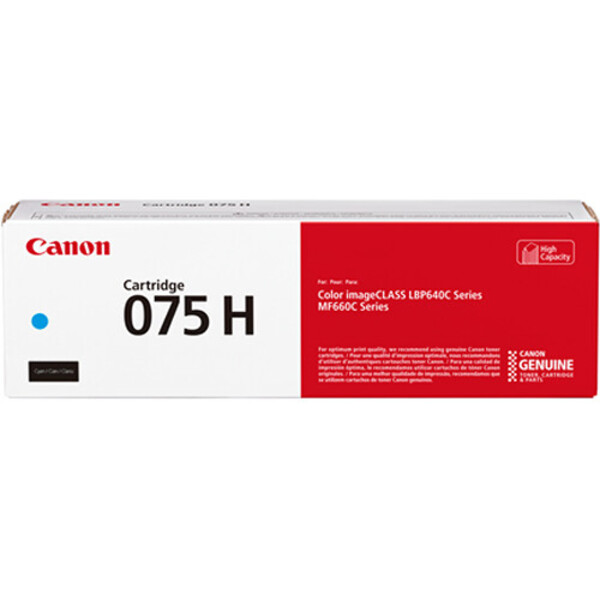 Canon 075 Cyan High Capacity Toner Cartridge (6368C001) For use with MF660 Series and LBP640 Series laser printers.