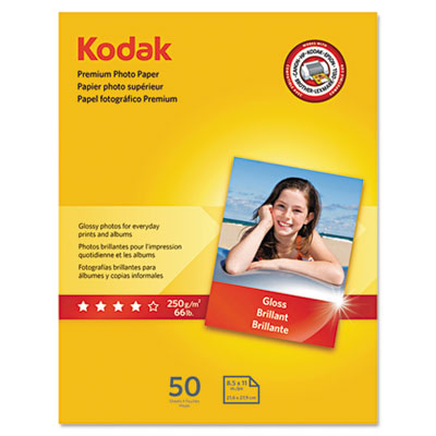 Premium Photo Paper, 8.5 mil, Glossy, 8 1/2 x 11, 50 Sheets/Pack