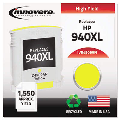 Remanufactured Yellow High-Yield Ink, Replacement For HP 940XL (C4909AN), 1400 Page Yield