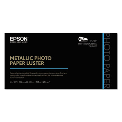 Professional Media Metallic Photo Paper Luster, White, 16" x 100 ft Roll
