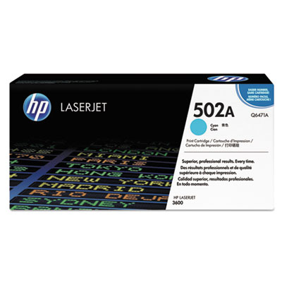 HP 502A Cyan Print Cartridge; Yield 4,000 pages