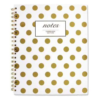 NOTEBOOK,LGE,GOLD DOTS,WH