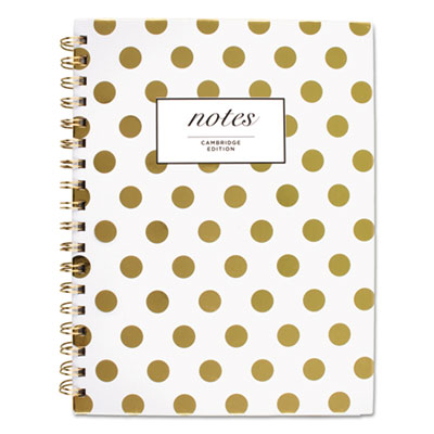 NOTEBOOK,MED,GOLD DOTS,BK
