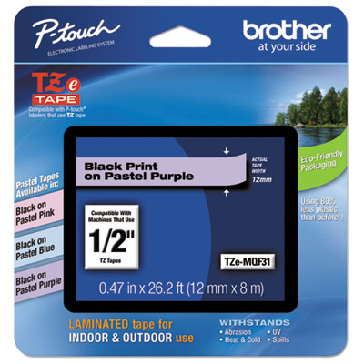 TZ Standard Adhesive Laminated Labeling Tape, 1/2"w, Pastel Purple