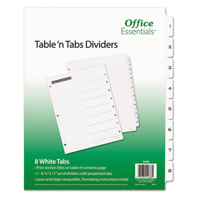 INDEX,BNDR,8TAB ST,BK/WHT
