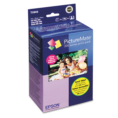 PictureMate Print Pack; Contains 1 Ink Cartridge, 150 Sheets of Glossy 4" x 6" Photo Paper