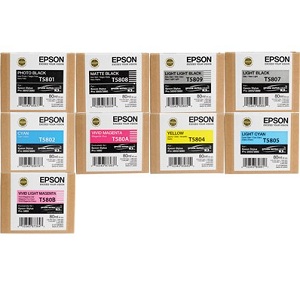 Includes Photo Black, Matte Black, Light Black, Light Light Black, Cyan, Vivid Magenta, Yellow, Light Cyan, Vivid Light Magenta