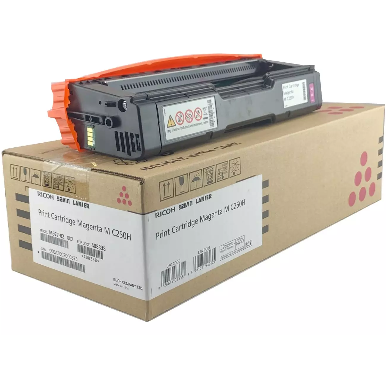 Ricoh 408338 Magenta Toner Cartridge M C250H Magenta Toner Cartridge; Yield: 6,300 pages